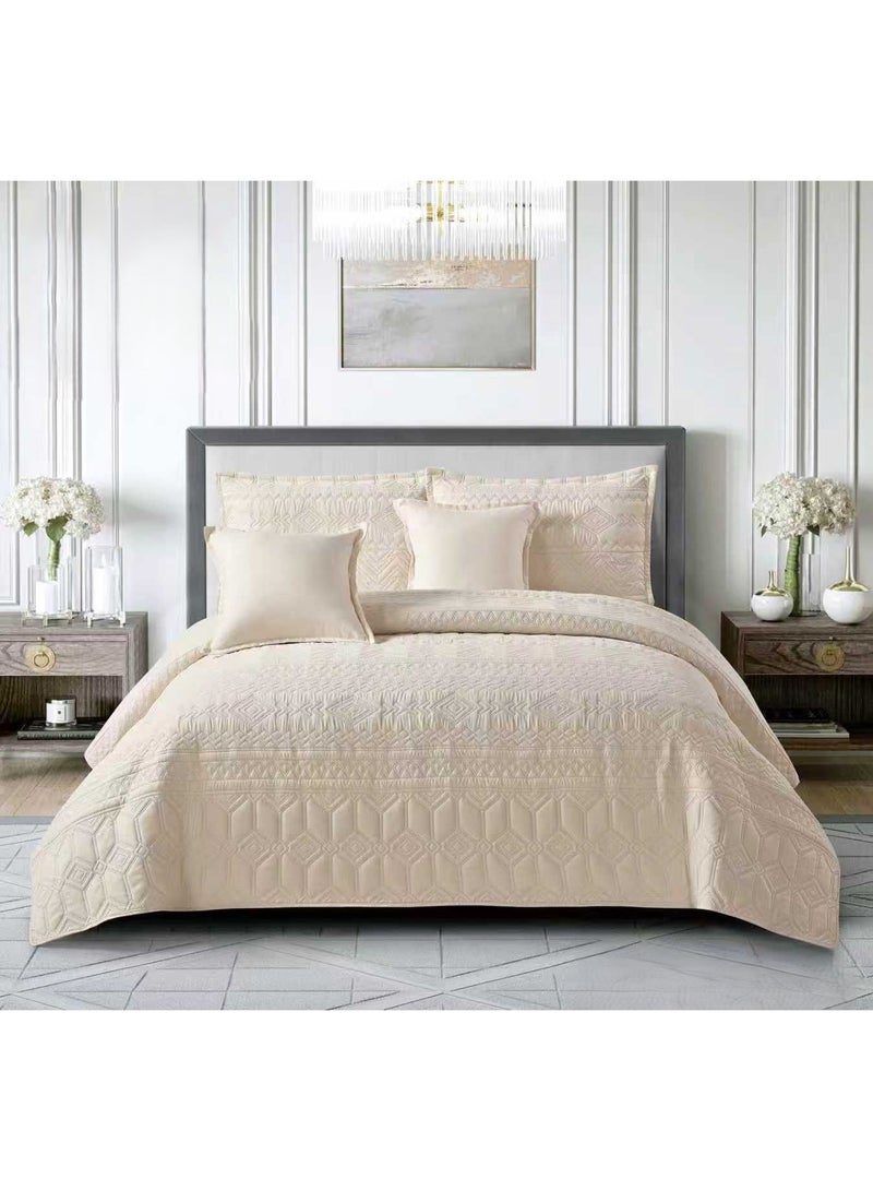 طقم مفرش نفر ونفر ونص صيفي 4 قطع من خامة المايكروفايبر لصيف منعش مقاس 160*210 سم